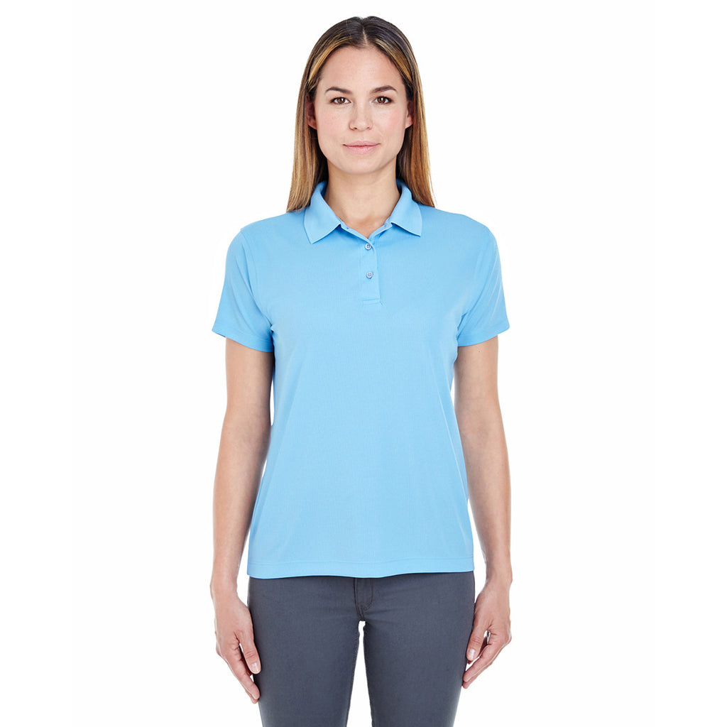 UltraClub Women's Columbia Blue Cool & Dry Jacquard Performance Polo