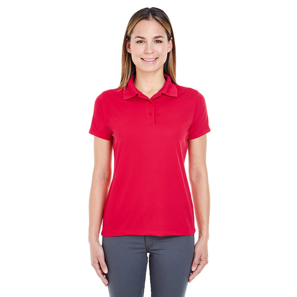 UltraClub Women's Red Cool & Dry Jacquard Performance Polo