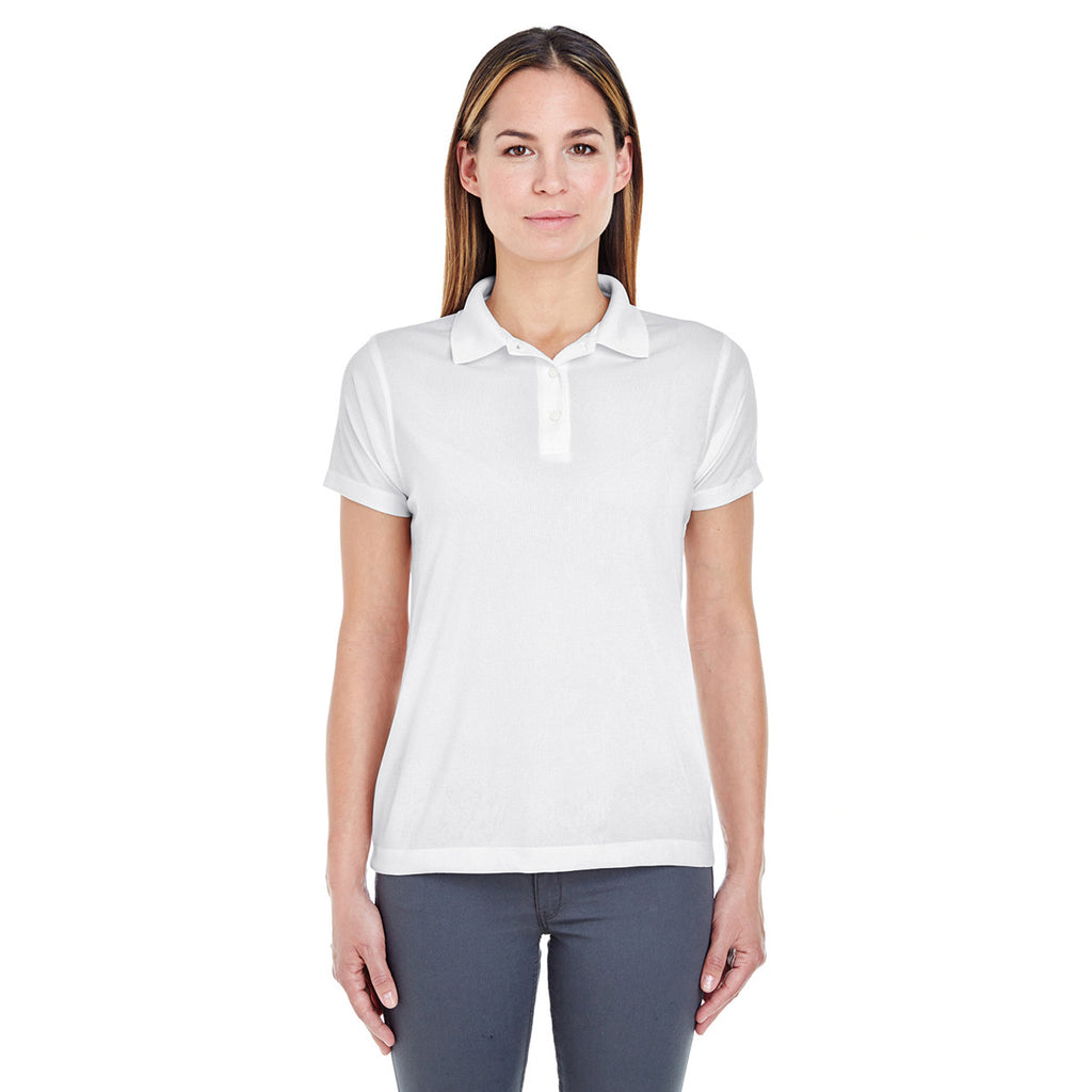 UltraClub Women's White Cool & Dry Jacquard Performance Polo