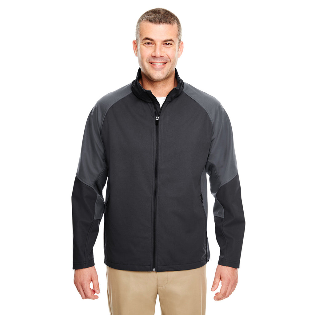 UltraClub Men's Black/Charcoal Two-Tone Soft Shell Jacket