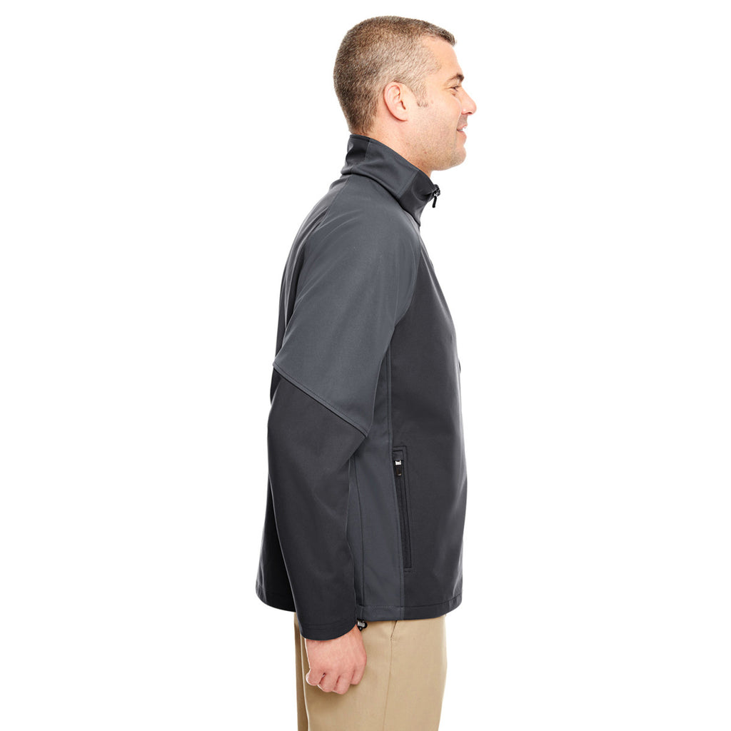 UltraClub Men's Black/Charcoal Two-Tone Soft Shell Jacket