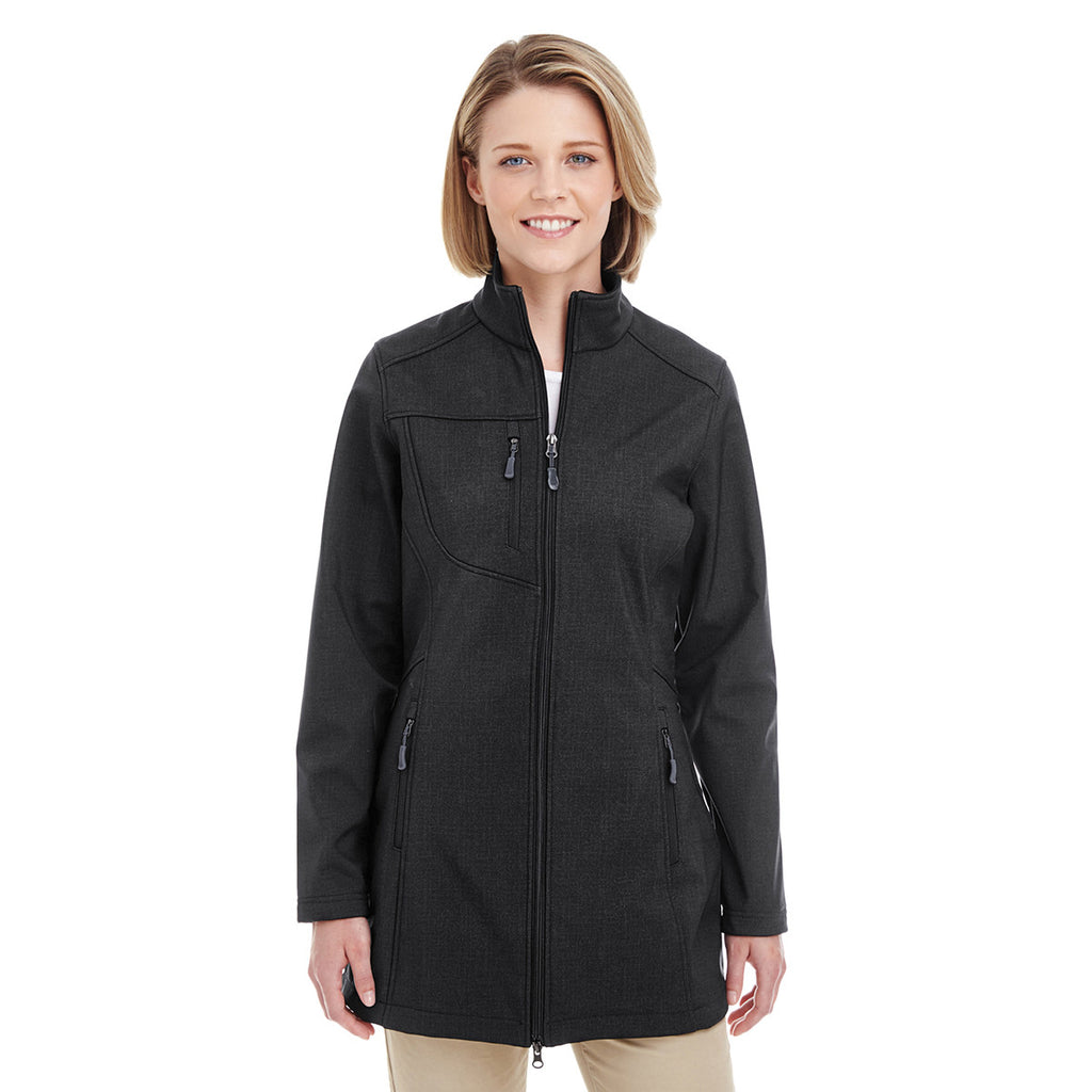 UltraClub Women's Black Printed Soft Shell Jacket