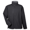 UltraClub Men's Black Ripstop Soft Shell Jacket with Cadet Collar