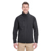 UltraClub Men's Black Ripstop Soft Shell Jacket with Cadet Collar