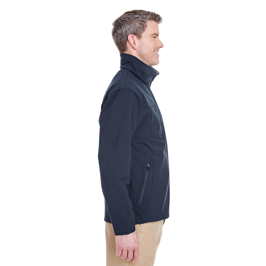 UltraClub Men's Navy Ripstop Soft Shell Jacket with Cadet Collar