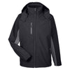 UltraClub Men's Black/Charcoal Colorblock 3-in-1 Systems Hooded Soft Shell Jacket