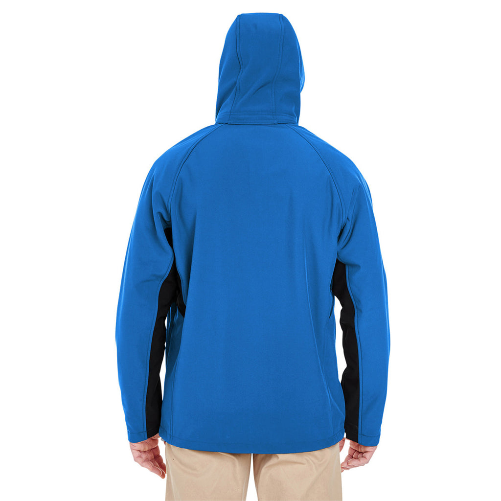 UltraClub Men's Classic Blue/Black Colorblock 3-in-1 Systems Hooded Soft Shell Jacket