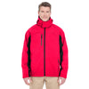 UltraClub Men's Red/Black Colorblock 3-in-1 Systems Hooded Soft Shell Jacket