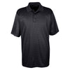 UltraClub Men's Black Cool & Dry Elite Mini-Check Jacquard Polo