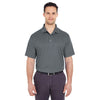 UltraClub Men's Charcoal Cool & Dry Elite Mini-Check Jacquard Polo