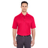 UltraClub Men's Red Cool & Dry Elite Mini-Check Jacquard Polo