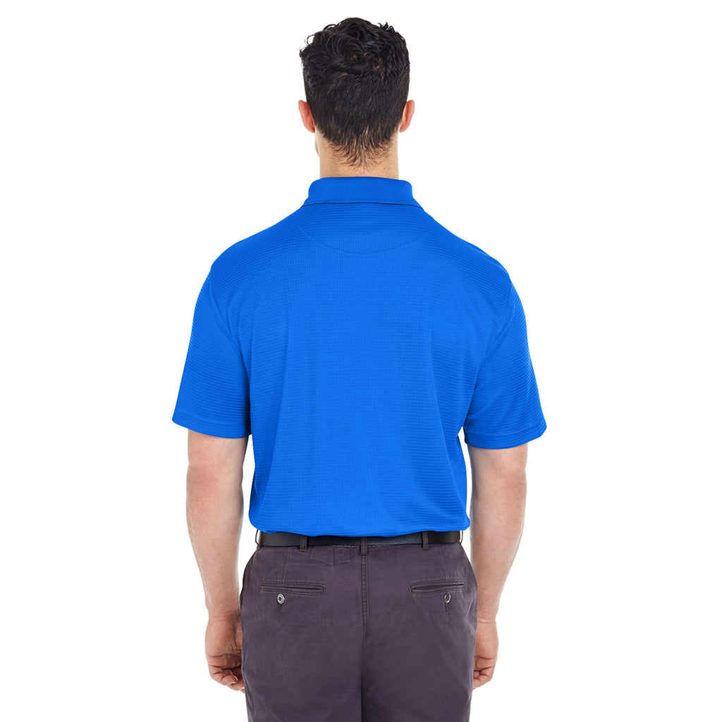 UltraClub Men's Royal Cool & Dry Elite Mini-Check Jacquard Polo