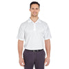 UltraClub Men's White Cool & Dry Elite Mini-Check Jacquard Polo