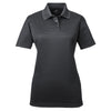 UltraClub Women's Black Cool & Dry Elite Mini-Check Jacquard Polo