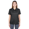 UltraClub Women's Black Cool & Dry Elite Mini-Check Jacquard Polo