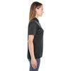 UltraClub Women's Black Cool & Dry Elite Mini-Check Jacquard Polo