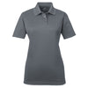 UltraClub Women's Charcoal Cool & Dry Elite Mini-Check Jacquard Polo