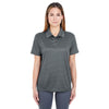 UltraClub Women's Charcoal Cool & Dry Elite Mini-Check Jacquard Polo