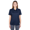 UltraClub Women's Navy Cool & Dry Elite Mini-Check Jacquard Polo