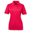 UltraClub Women's Red Cool & Dry Elite Mini-Check Jacquard Polo