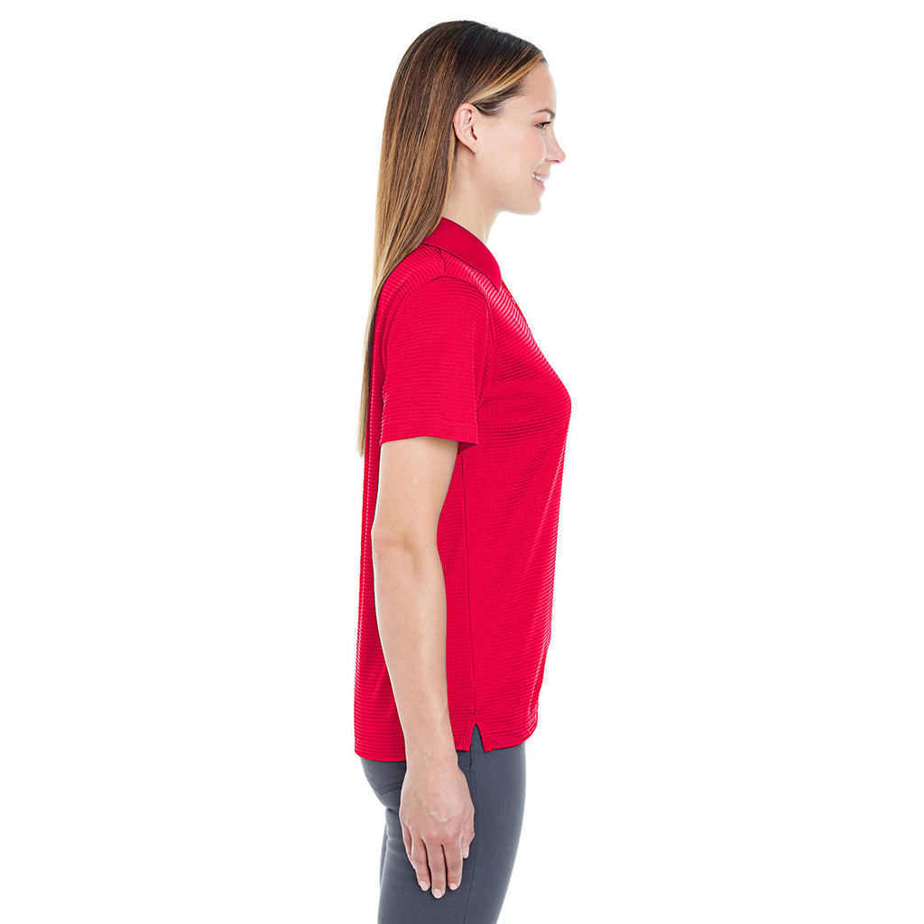 UltraClub Women's Red Cool & Dry Elite Mini-Check Jacquard Polo