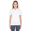 UltraClub Women's White Cool & Dry Elite Mini-Check Jacquard Polo