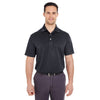 UltraClub Men's Black Platinum Performance Jacquard Polo with TempControl Technology