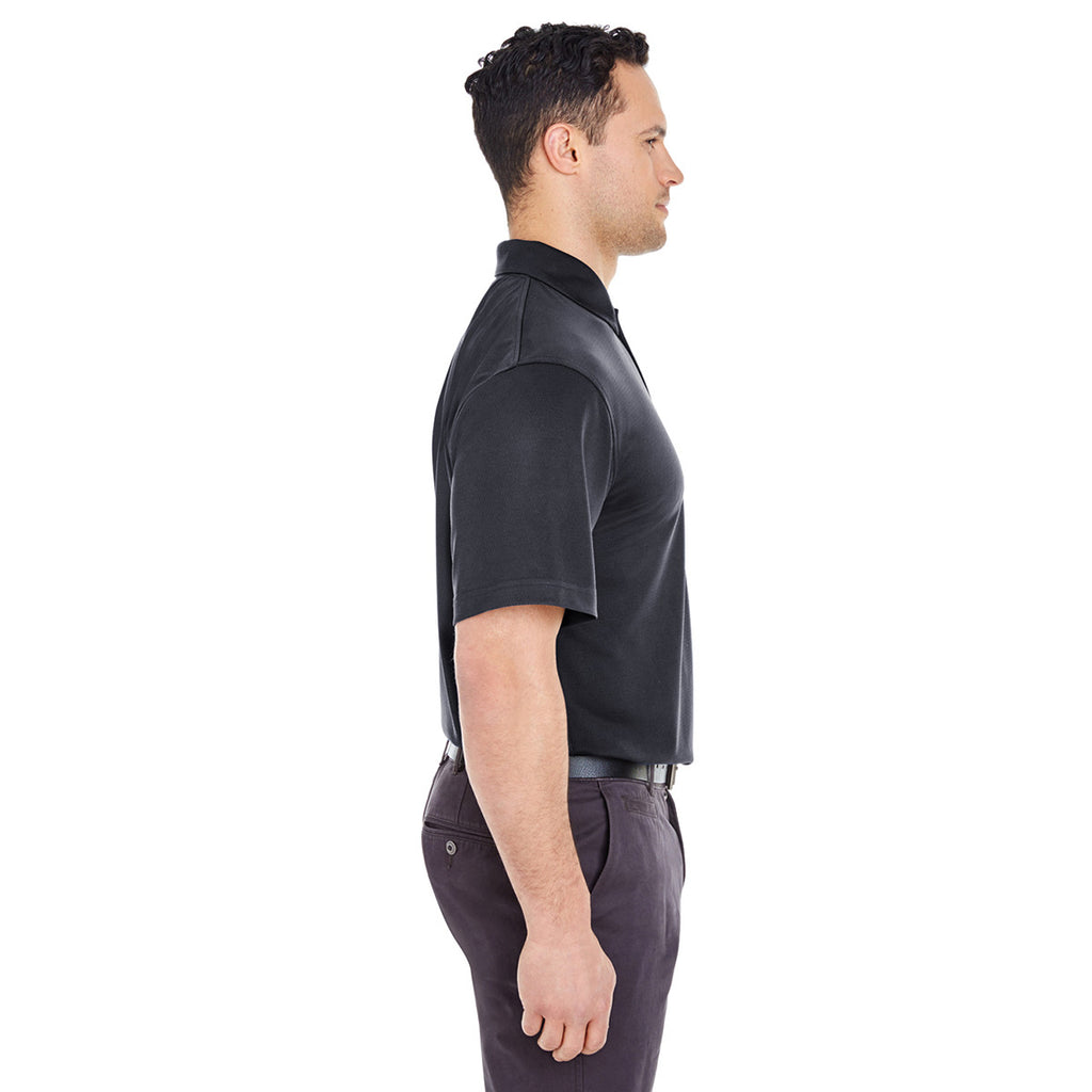 UltraClub Men's Black Platinum Performance Jacquard Polo with TempControl Technology