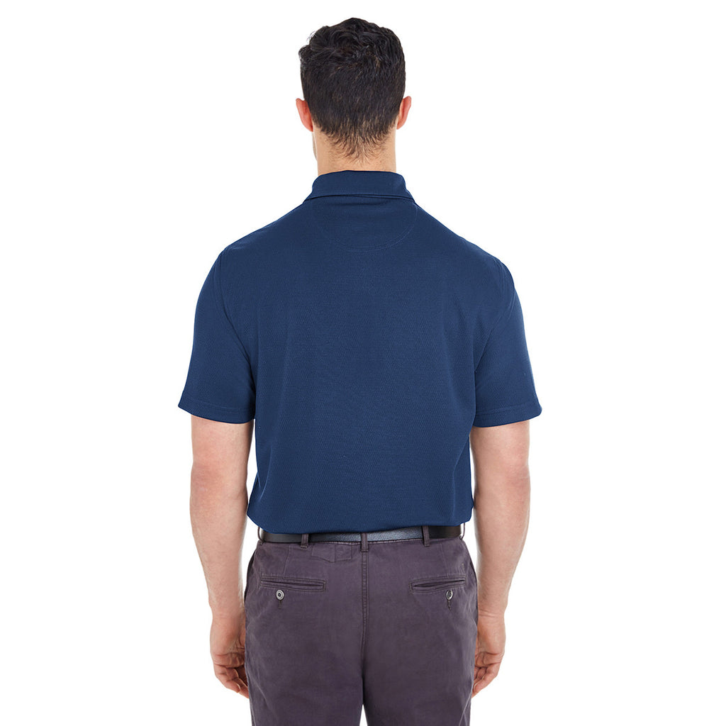 UltraClub Men's Navy Platinum Performance Jacquard Polo with TempControl Technology