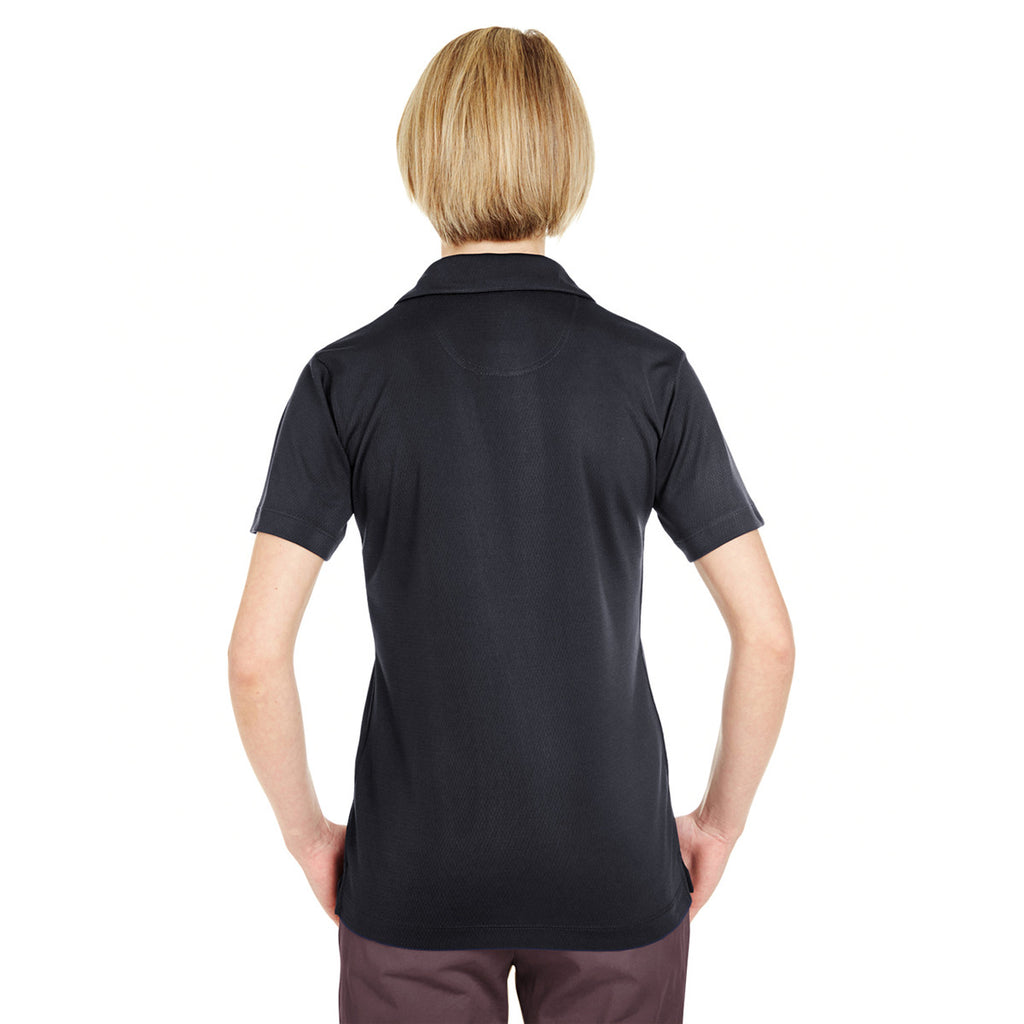 UltraClub Women's Black Platinum Performance Jacquard Polo with TempControl Technology