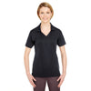 UltraClub Women's Black Platinum Performance Jacquard Polo with TempControl Technology