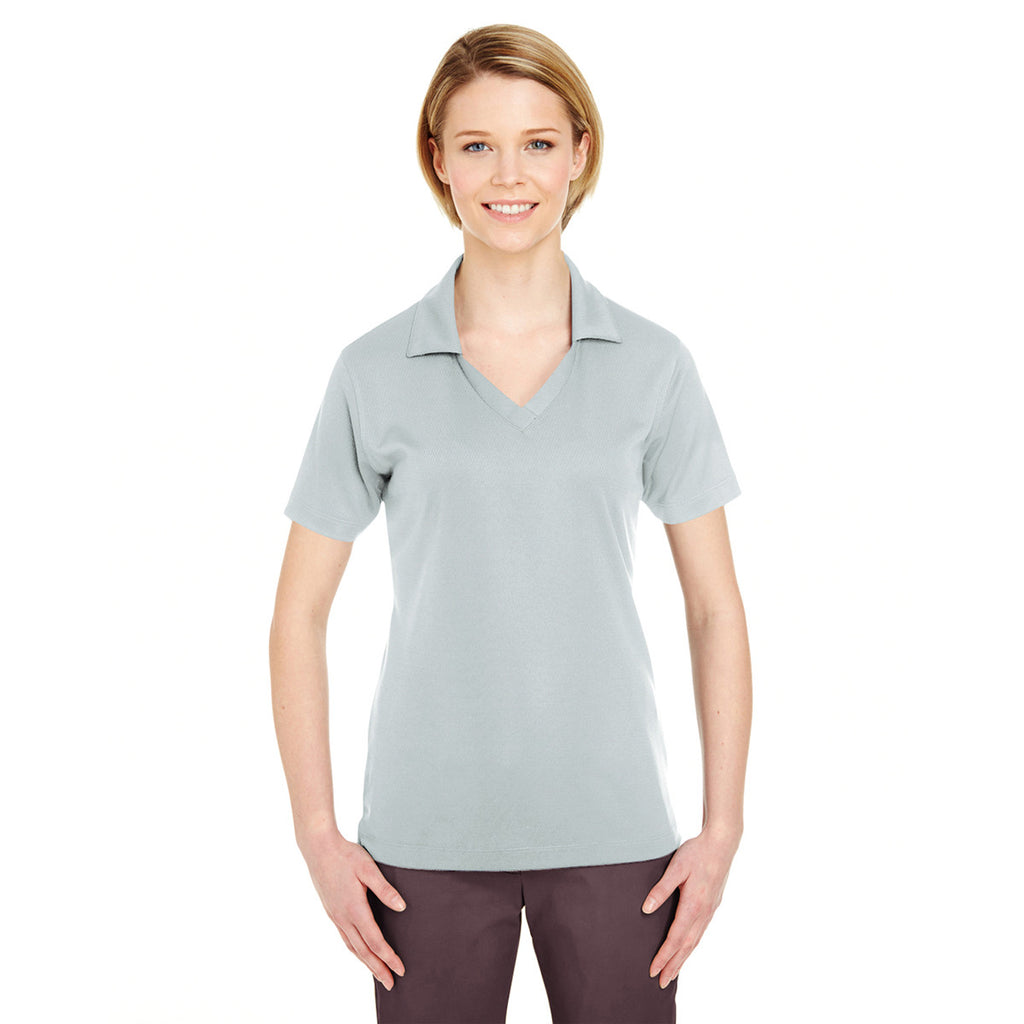 UltraClub Women's Grey Platinum Performance Jacquard Polo with TempControl Technology