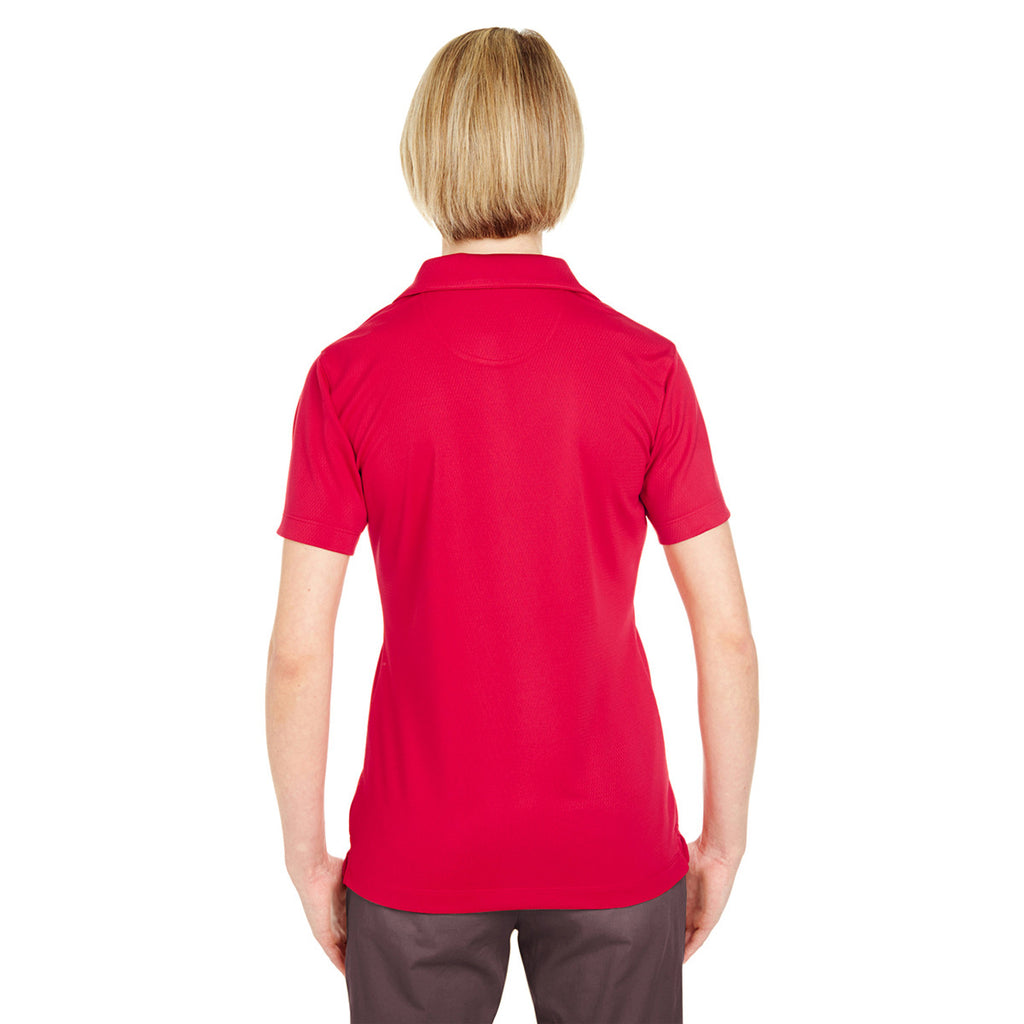 UltraClub Women's Red Platinum Performance Jacquard Polo with TempControl Technology