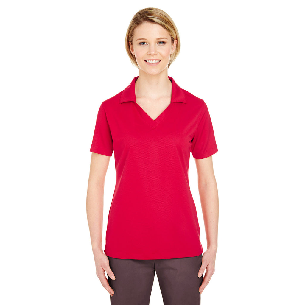 UltraClub Women's Red Platinum Performance Jacquard Polo with TempControl Technology