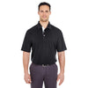 UltraClub Men's Black/White Platinum Performance Birdseye Polo with TempControl Technology