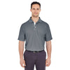 UltraClub Men's Charcoal/White Platinum Performance Birdseye Polo with TempControl Technology