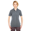 UltraClub Women's Charcoal/White Platinum Performance Birdseye Polo with TempControl Technology