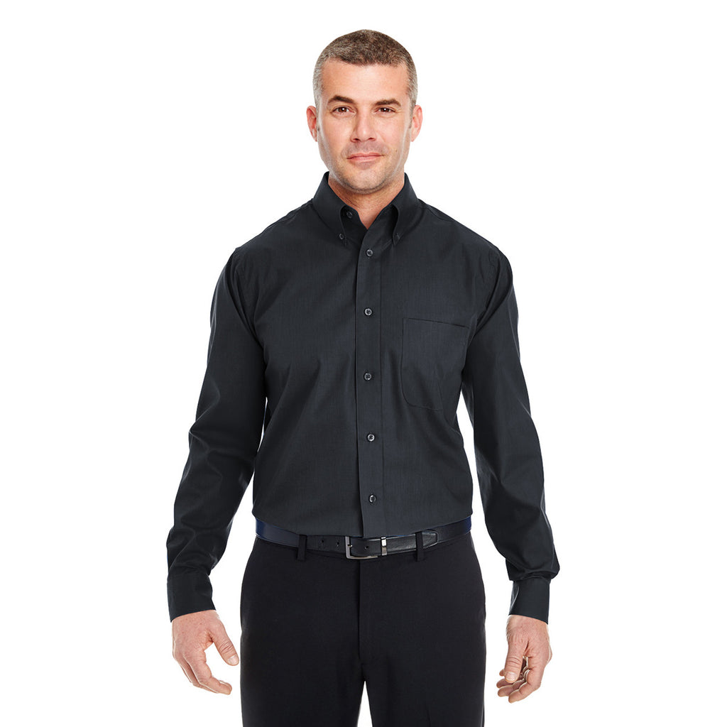 UltraClub Men's Black Performance Poplin