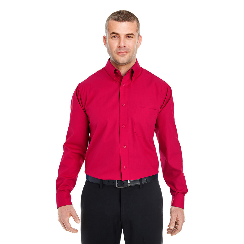 UltraClub Men's Red Performance Poplin