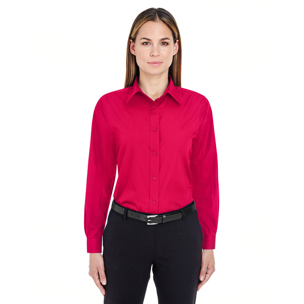 UltraClub Women's Red Performance Poplin