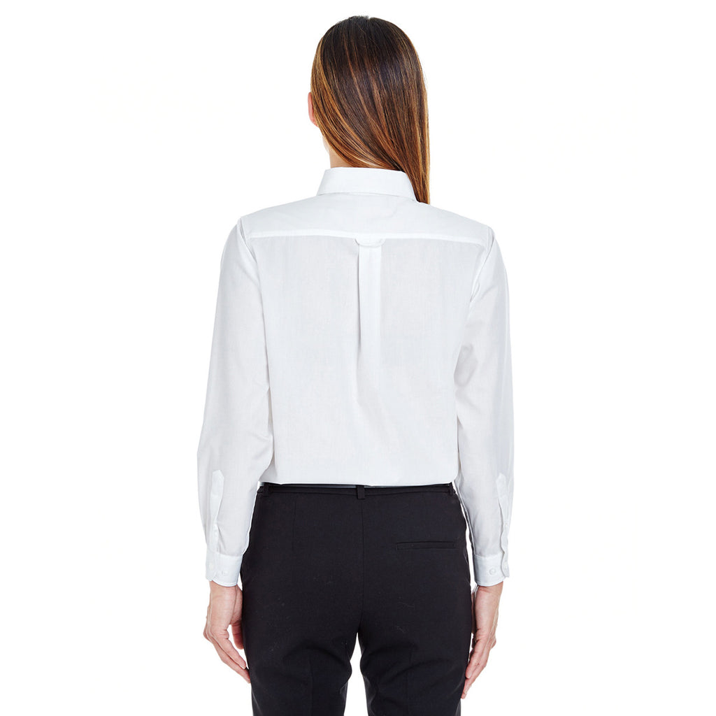 UltraClub Women's White Performance Poplin