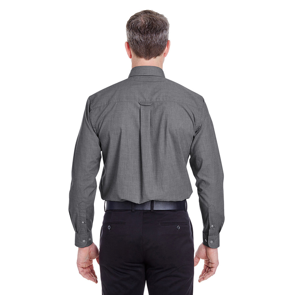 UltraClub Men's Black Wrinkle-Resistant End-on-End