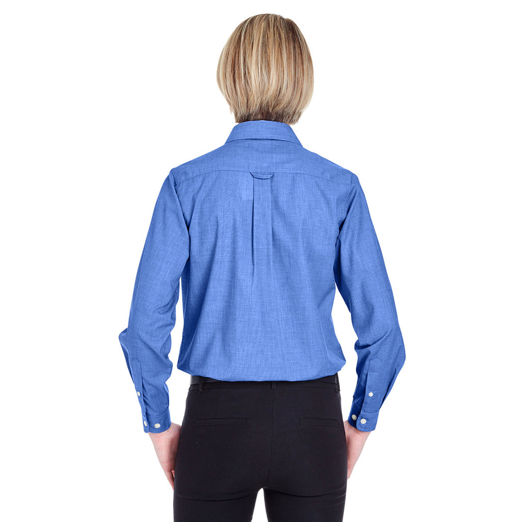 UltraClub Women's French Blue Wrinkle-Resistant End-on-End