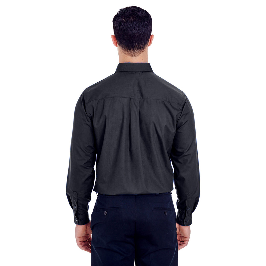 UltraClub Men's Black Easy-Care Broadcloth