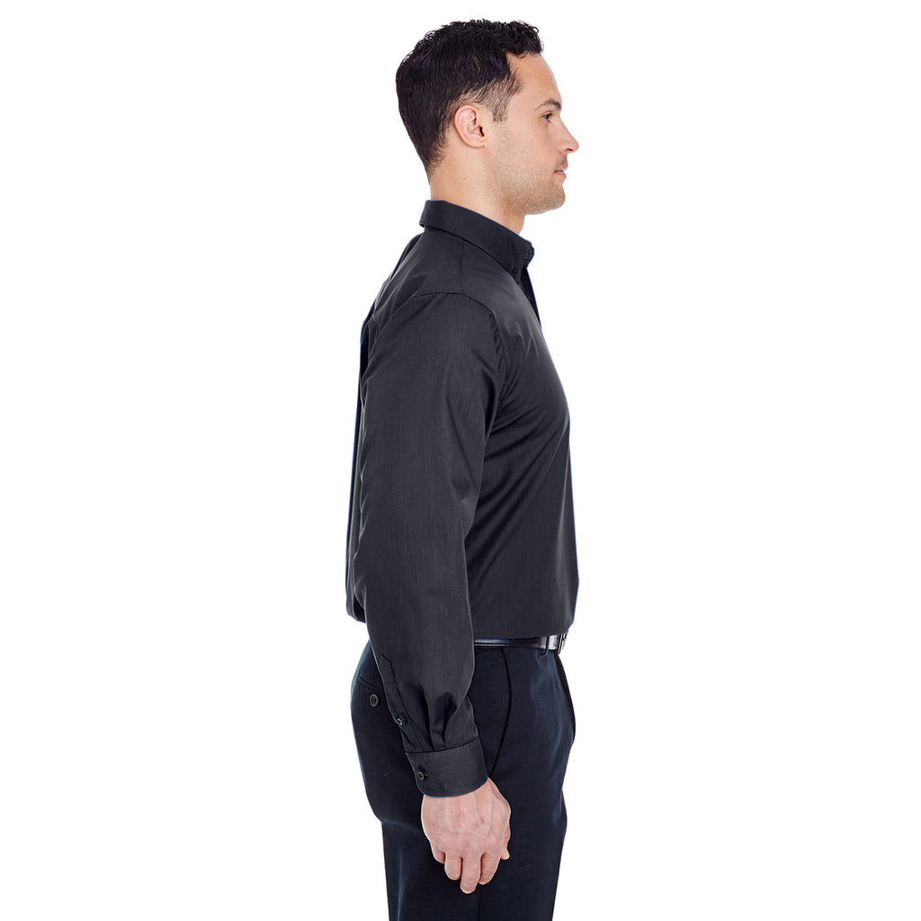 UltraClub Men's Black Easy-Care Broadcloth