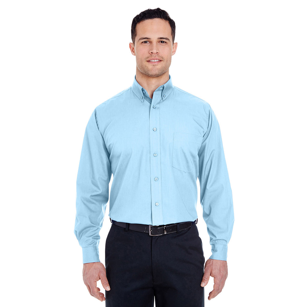 UltraClub Men's Light Blue Easy-Care Broadcloth