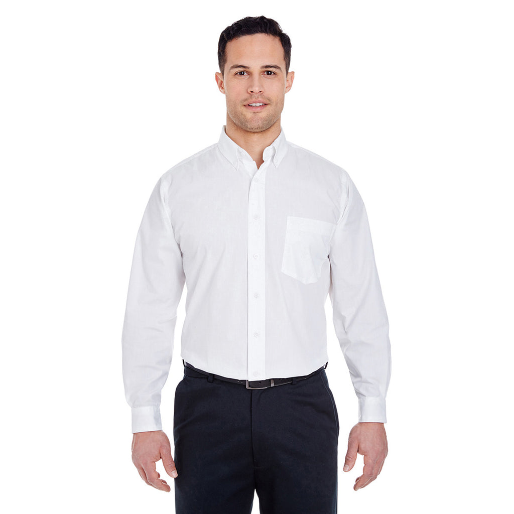 UltraClub Men's White Easy-Care Broadcloth