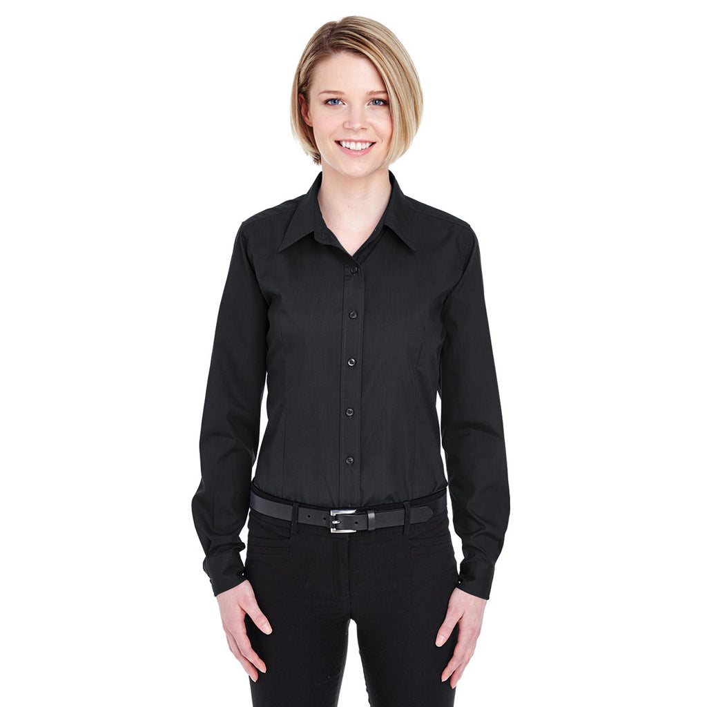 UltraClub Women's Black Easy-Care Broadcloth