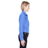 UltraClub Women's French Blue Long-Sleeve Performance Pinpoint