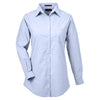 UltraClub Women's Light Blue Long-Sleeve Performance Pinpoint